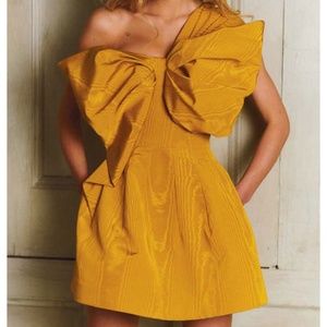 Oscar De La Renta Bow Embellished Moire Mini Dress Size 42